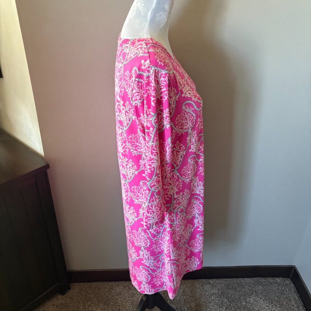 Lulu-B Womens Dress Pink Athletic Golf UPF 50+ Long Sleeve Coral Print Medium - Picture 3 of 5